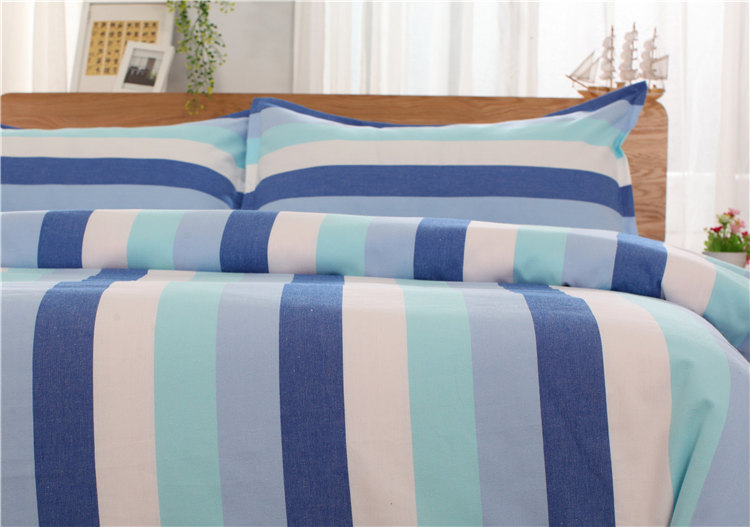 Đặc biệt cung cấp cũ vải thô bốn mảnh bộ mục vụ đơn giản sọc sheets quilt cover lưới dày rắn bộ đồ giường màu cotton