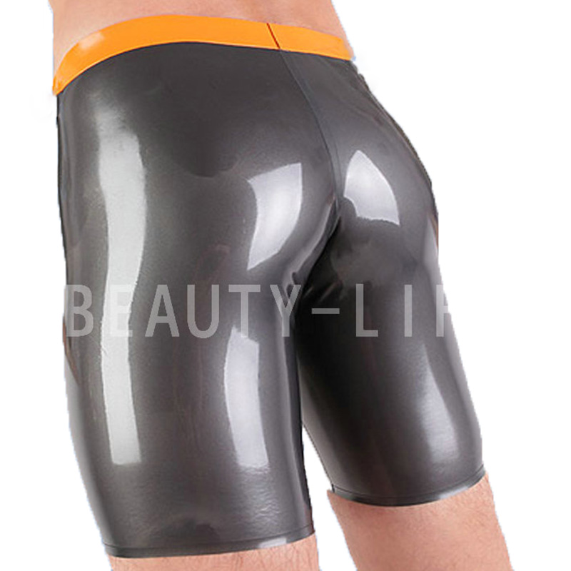 BEFITU Latex nice shorts with snap and zipper fetish under