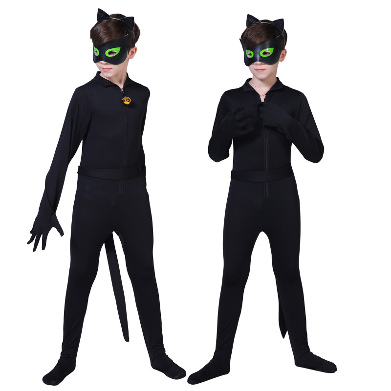Child Black Cat Noir Cosplay Costume Magic Halloween Christm
