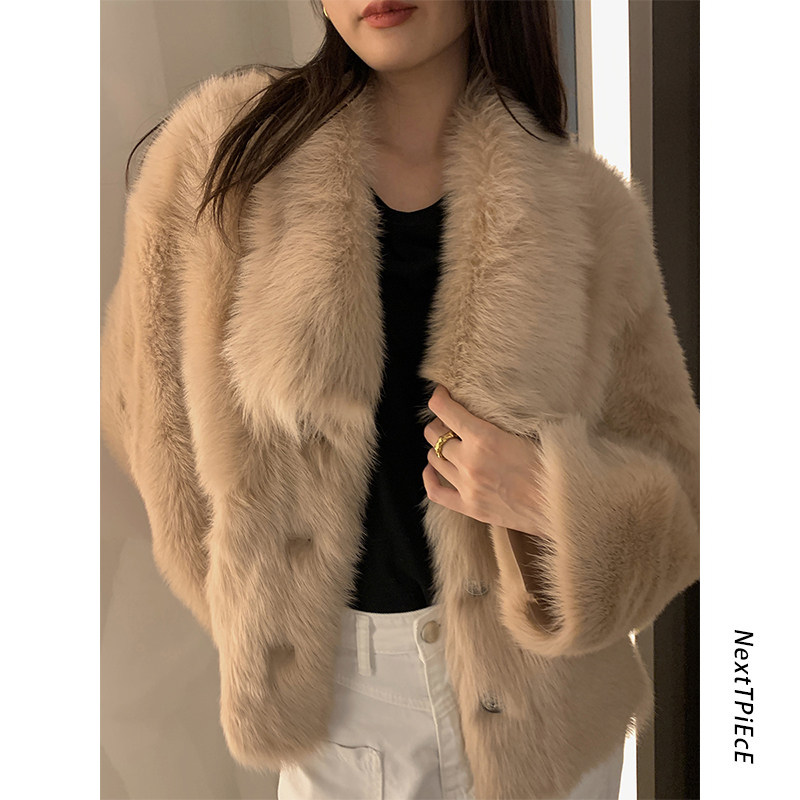 np imported fur Tuscan fur all-in-one coat women's long lapel lamb wool 2022 new winter