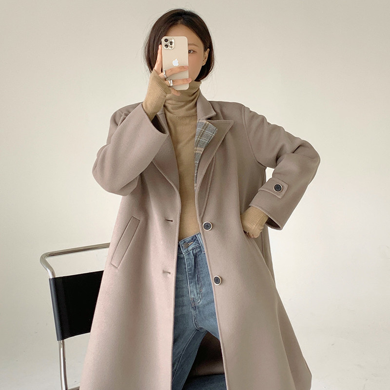 2021 autumn and winter new fur coats women's double face cashmere large coat with long version of wool advanced senses double face