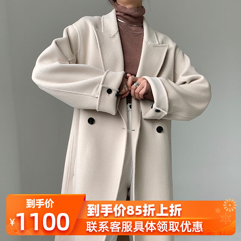 2021 new fur coats women's double face cashmere big coat in the long version of the body, what about the two sides of the white temperament?