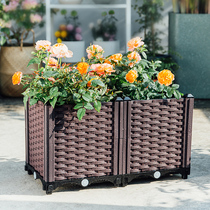 Vegetable planting box planting artifact extra large balcony family rectangular planting pot plastic flower box flower pot deep flower trough