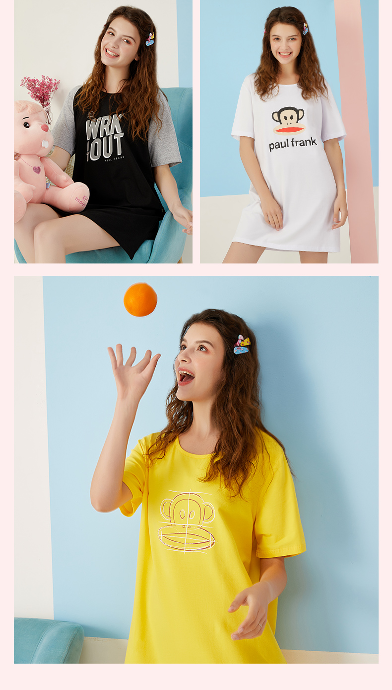 Paul Frank 大嘴猴 弹力棉 可外穿女式睡裙 天猫优惠券折后￥29包邮（￥39-10）多色可选