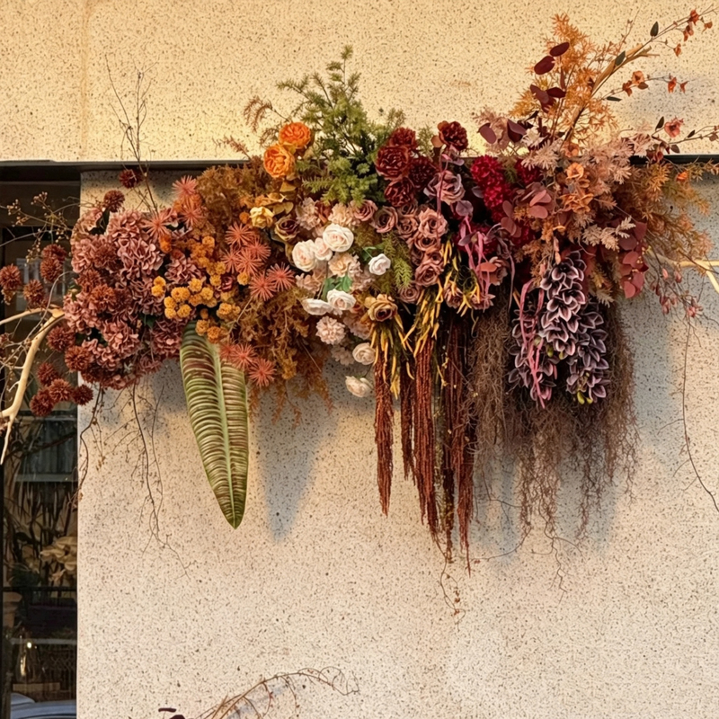 Coffee-Colored Artificial Flowers, Maillard Color Scheme, Autumn Artificial Flowers, Floral Art, Clothing Store Window Display, Soft Decoration, Scene Arrangement