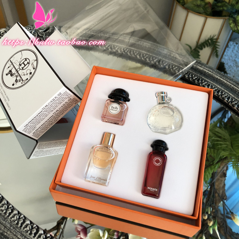 Hermès Perfume Four-Piece Set Silk Scarf Nile Garden Mr. Li Bachni Orange Starlight Small and Medium Sample Gift Box Hermès Perfume Four-Piece Set Silk Scarf Nile Garden Mr. Li Bachni Orange Starlight Small and Medium Sample Gift Box