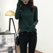 2020 Korean version of the wild stretch thin high neck striped sweater womens autumn and winter soft waxy skin-friendly long-sleeved base shirt tide
