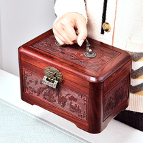 Rosewood solid wood storage box wedding gift dowry jewelry box mahogany retro portable Valentines Day gift jewelry box