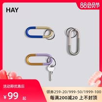 HAY Cane Key Ring Nordic simple contrast Color Metal keychain hanging Buckle gift Pendant