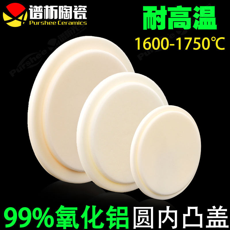 99%氧化铝刚玉坩埚盖子 开票圆柱形耐高温实验室 白色圆板内凸盖