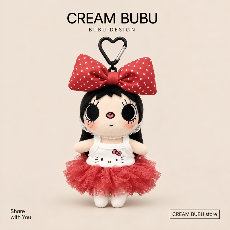 Creambubu Cute Little Jade Yuy Cartoon Girl Doll Trendy Keychain Bag Pendant Decoration Gift~