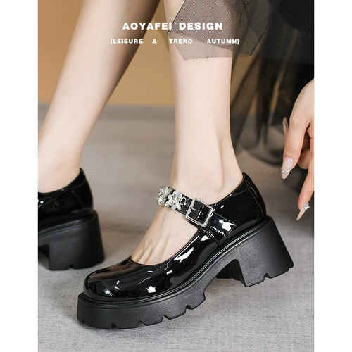 Обувь, универсальные туфли на платформе для кожаной обуви на высоком каблуке, коллекция 2023, в цветочек