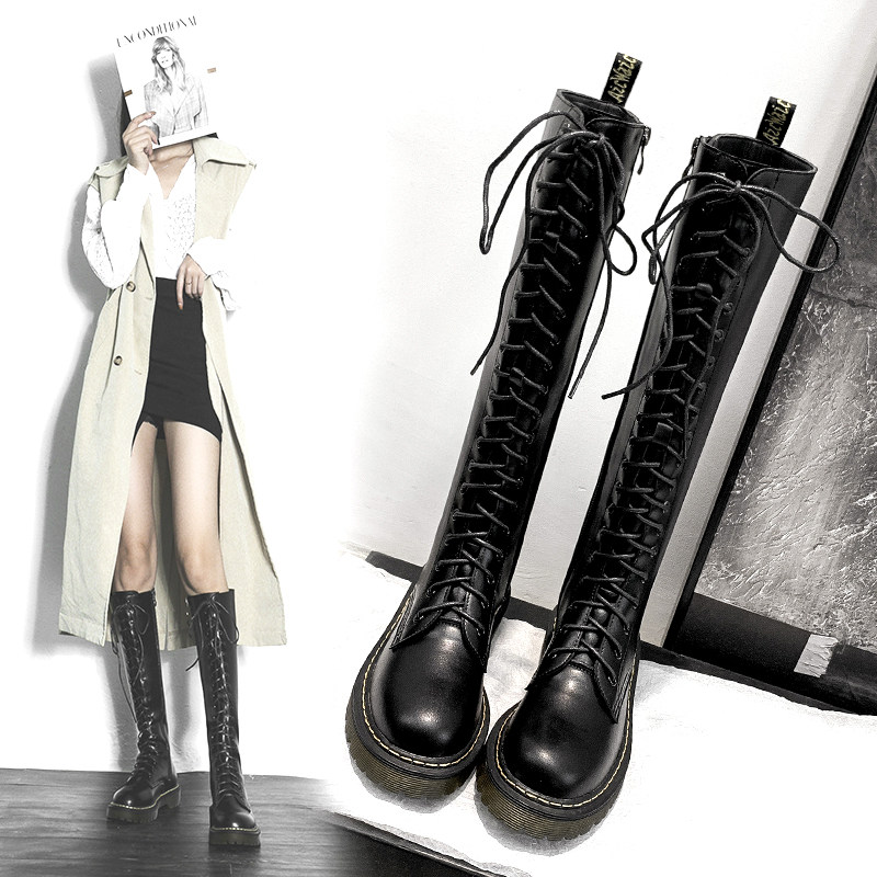 Martin boots woman however knee-length boots female high cylinder boots Inlenty wind 2021 autumn winter new flat bottom heightening riding boots