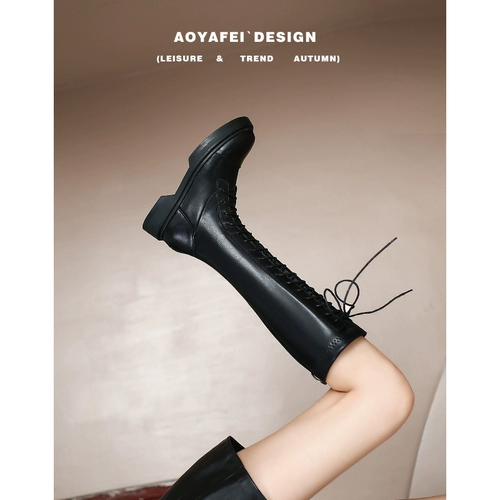 Демисезонные эластичные длинные высокие сапоги на платформе, коллекция 2022