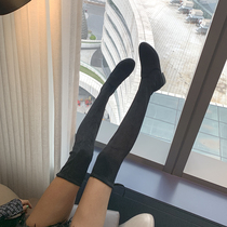 Over-the-knee boots womens 2019 winter new high boots high-heeled boots flat velvet elastic boots over-the-knee boots