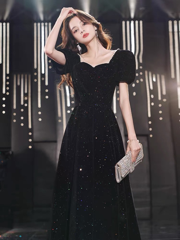 Black Evening Dress for Women, Elegant and Luxurious, Niche High-End French Style, Suitable for Adult Ceremonies, Hostess, Graduation