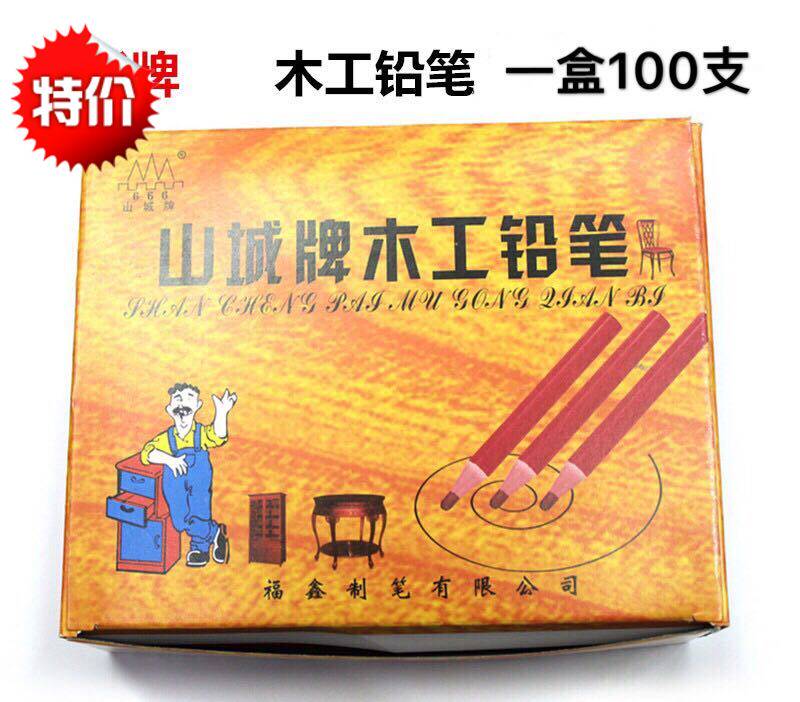 Woodworking Pencil Hill Town Card Large Sub Special Round Square Shaped Black Core Red Blue Sketch Note Number Stroke Pen