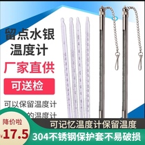 Baked inspection point mercury thermometer steel sleeve laboratory disinfection cabinet ironing memory industrial temperature measuring glass thermometer