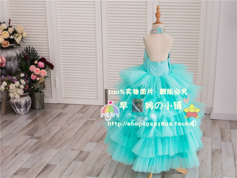 Cho thuê và bán đầm công chúa nguyên bản váy dạ hội màu xanh bạc hà catwalk cô gái đàn piano sợi phồng siêu tiên A591 - Váy trẻ em