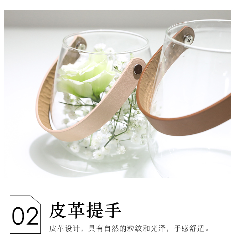 Giỏ hoa nấm thủy tinh châu Âu bình nhỏ vành đai tay cầm chậu hoa nhỏ hoa tươi trang trí hoa nghệ thuật - Vase / Bồn hoa & Kệ chậu nhựa dài trồng cây
