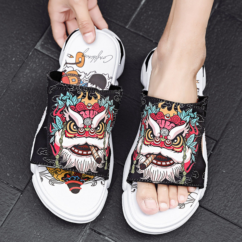 Summer Beach Country Tide Slippers Men's Outdoor Lined for Men's Deodorant Men Sandals Outside Wearing Personality and Damp Drag