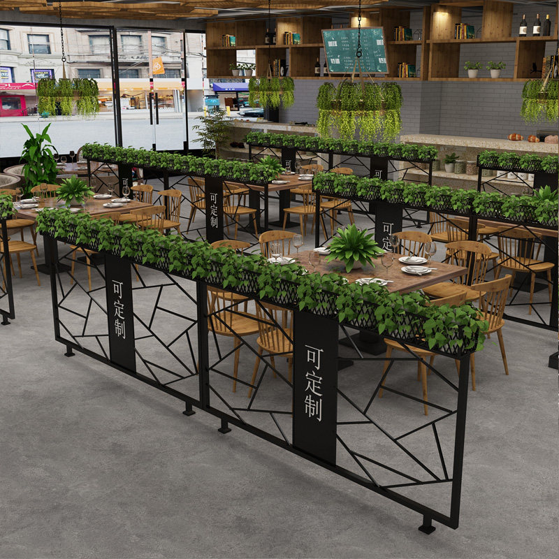 Industrial Wind Iron Art Screen Dining Room Partition Decoration Short Partition Bar Cassette Railings Green Plant Aisle Guardrails