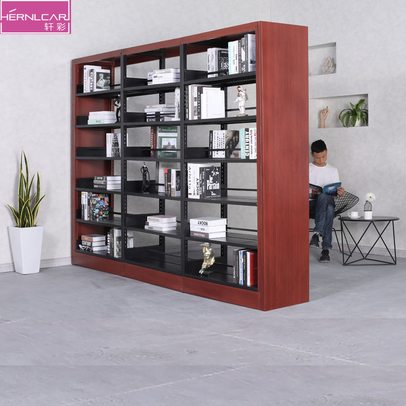 Steel bookshelf School library bookshelf Single-sided double-sided reading room Bookstore Iron bookshelf combination data file rack