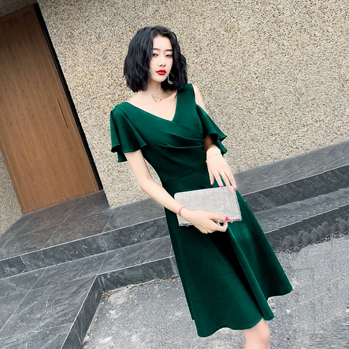 Модное элитное зеленое вечернее платье, французский стиль, изысканный стиль