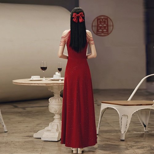 Бордовое цветное элитное вечернее платье, юбка, коллекция 2022