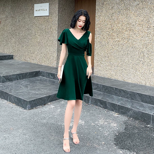 Модное элитное зеленое вечернее платье, французский стиль, изысканный стиль