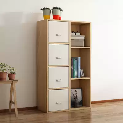 Simple modern student toy storage cabinet storage cabinet wooden cabinet home shelf rack with lottery cabinet