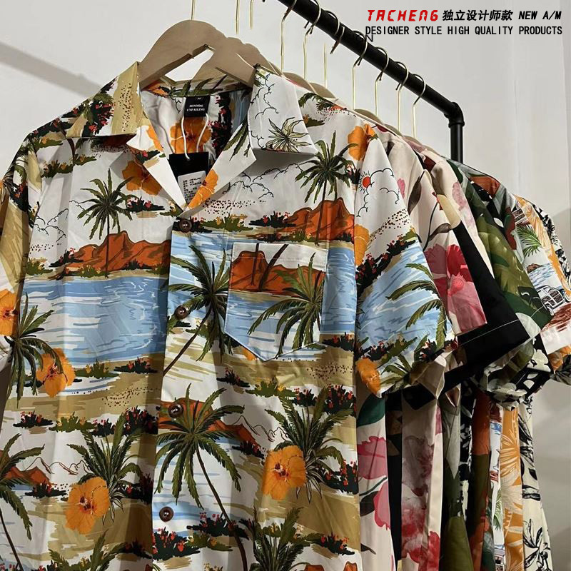 Shanyu Vacation Style Thai Short-Sleeve Floral Shirt for Men and Women, Summer Hawaiian Bf Cuban Collar Shirt for the Beach Shanyu Vacation Style Thai Short-Sleeve Floral Shirt for Men and Women, Summer Hawaiian Bf Cuban Collar Shirt for the Beach
