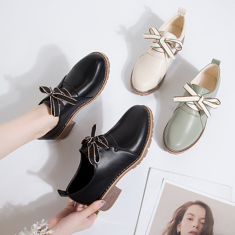 Small leather shoes 2022 new spring Summer heightening Inn wind coarse heel bursting shoes 100 lap net red high heel single shoes