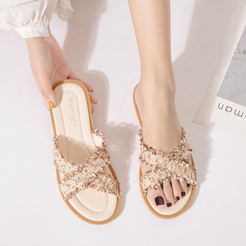 Slippers wear the 2023 summer new Han edition red fairy female flat beach a cold drag