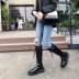 [Jing Jingjia] Giày cao cổ dây kéo màu đỏ ròng cho nữ ống cao Martin boots da dày đế ren lên giày cho phụ nữ ủng đi xe máy - Kính đeo mắt kính