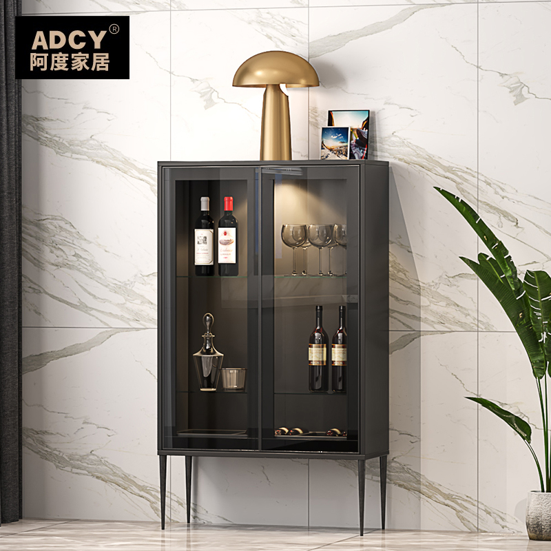 Wine Cabinet Leaning Against Wall Modern Minima Living Room Small Dining Cabinet Light Lavish Custom Living-room Glass Cabinet TV Side Cabinet