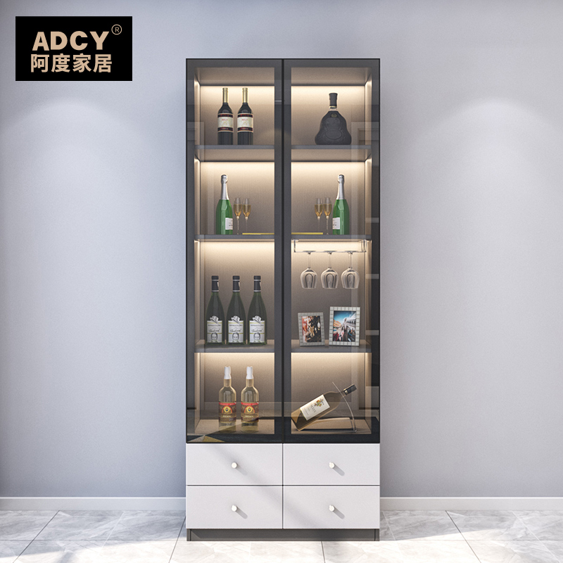 Small wine cabinet against the wall living room small dining room cabinet light luxury custom glass wine cabinet modern minimalist high-end TV side cabinet