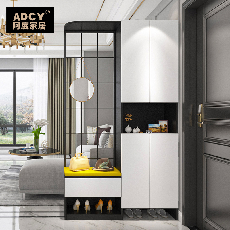 Nordic shoe cabinet home hall cabinet shoe cabinet cloak cabinet integrated living room against the wall simple modern partition cabinet