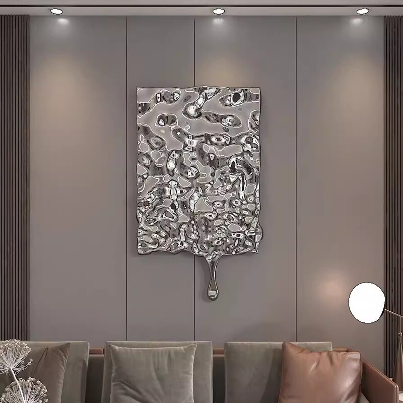 Modern Simple Stainless Steel Water Ripple Water Drop Wall Hanging Wall Art Decoration Mural House Fortune Device Painting