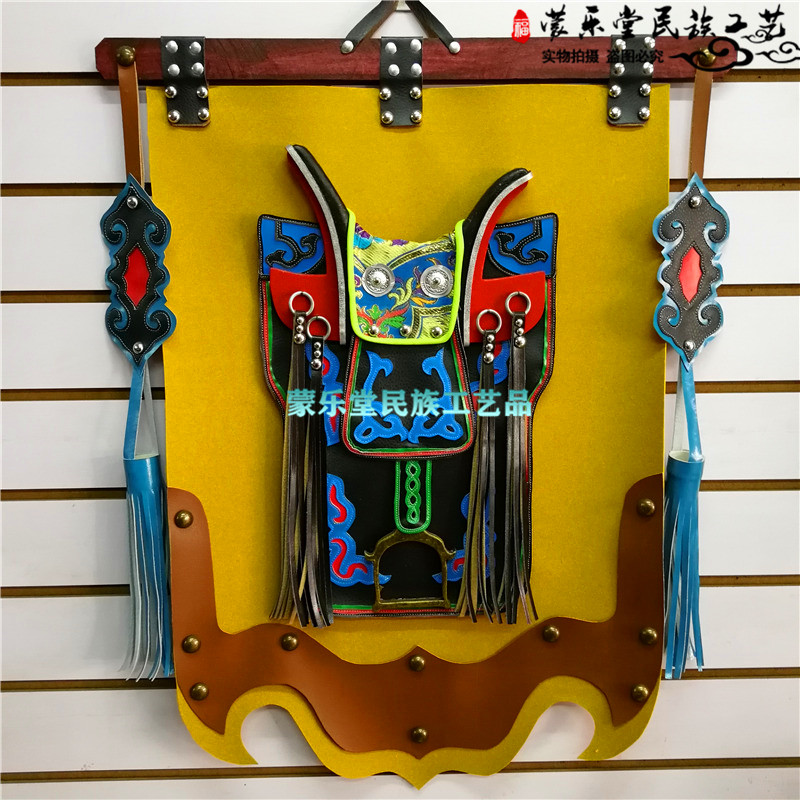 Mongolian leather hang painting Horse Saddle Hang Painting Mongolia Bag Dining Hall Solid Decorative painting Featured ethnic handicraft boutique