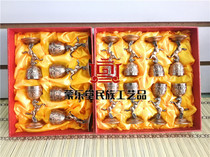  Mongolian wine glass set Six-piece set Eight-piece set of copper-plated galloping horse cup set Copper-plated wine set gift box