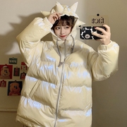 Winter 2020 Tiên mới sáng phải đối mặt với bf lỏng dài xuống quần áo cotton in bánh phù hợp với bông áo của phụ nữ