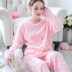 Mùa xuân và mùa đông mùa đông phục vụ nhà nữ ba lớp mỏng bông dài tay cotton cộng với bộ đồ ngủ độn bông hình ảnh đồ bộ kiểu Giống cái