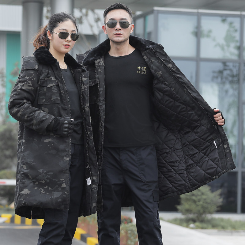 Winter camouflated military cotton coat male thickening medium long version Northeast warm cotton clothing anti-cold cotton clothes security working cotton padded jacket