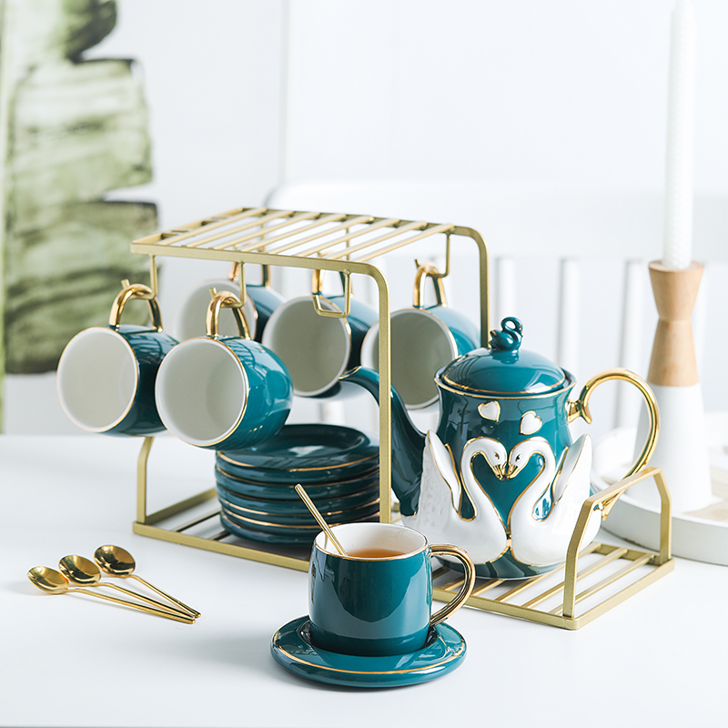 Coffee cup high-end exquisite high-end high-end sense of high-value ins ceramic green cup afternoon tea tea set