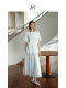 Hs Lyocell Dress for Women, Summer 2025 New Style, High-End Design, Loose Fit, Linen Blend, White Long Umbrella Skirt