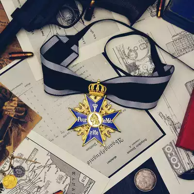 Cross Blue Horse World War I Prussia German Emperor Great Blue Marx Medal for Bravery and Meritorious Service