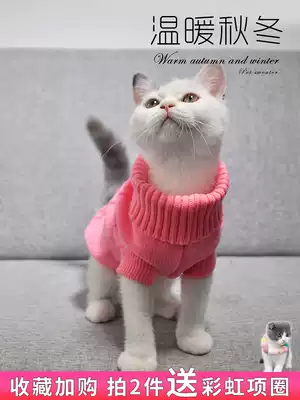 Cat clothes pet English short kittens autumn and winter clothes solid color hairless cat Thai sweater winter season warm and thick