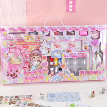 Wheat youth diy milk tea shop food and play set stress relief children's toys birthday gift hand account luxurious gift box