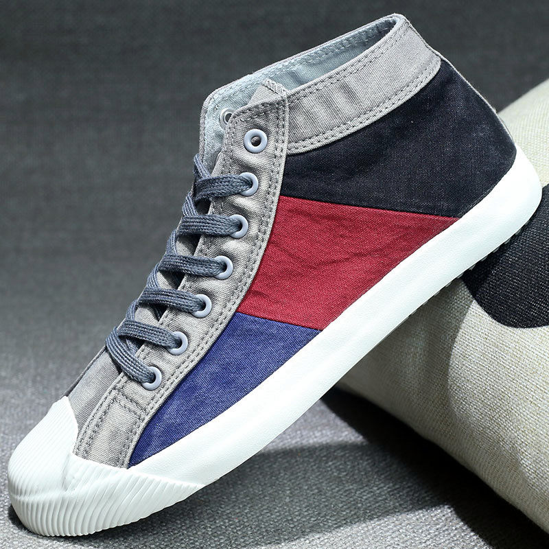 High-top canvas shoes men's trendy all-match men's shoes 2022 new breathable flat shoes Korean style student casual cloth shoes